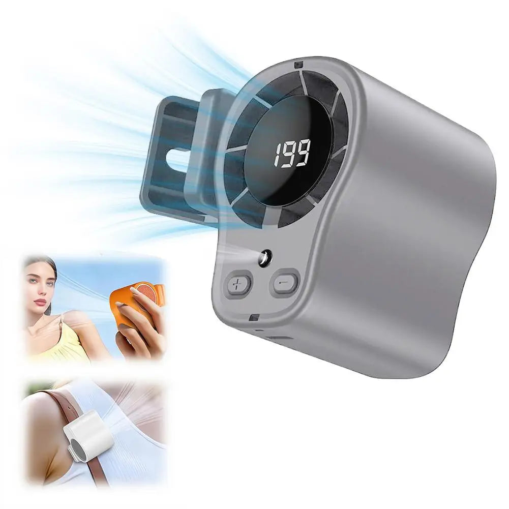 Car Fan USB Rechargeable Portable Clip-on Desk Fan LED Display 360° Rotation Quiet Powerful Airflow for Camping Travel Office Trekker Essentials