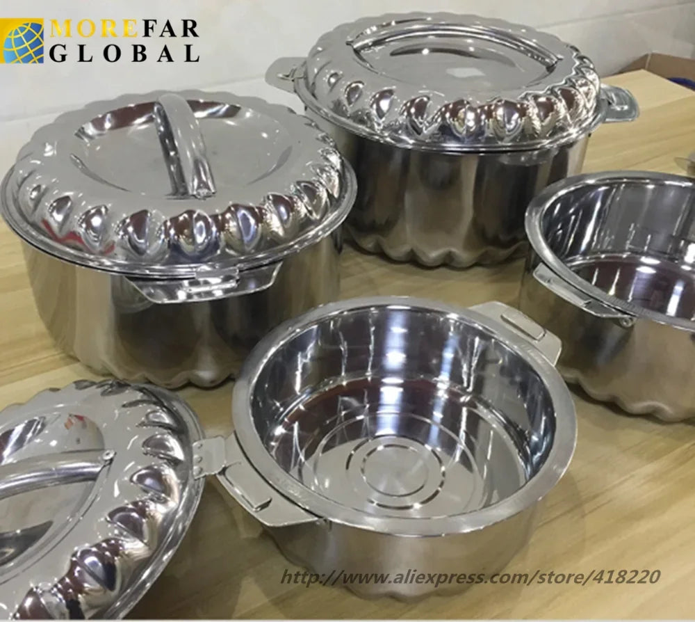 Juego de 4 calentadores de alimentos térmicos de acero inoxidable (1 L, 2 L, 3 L y 4 L): lonchera resistente para fiestas familiares, bodas y eventos.