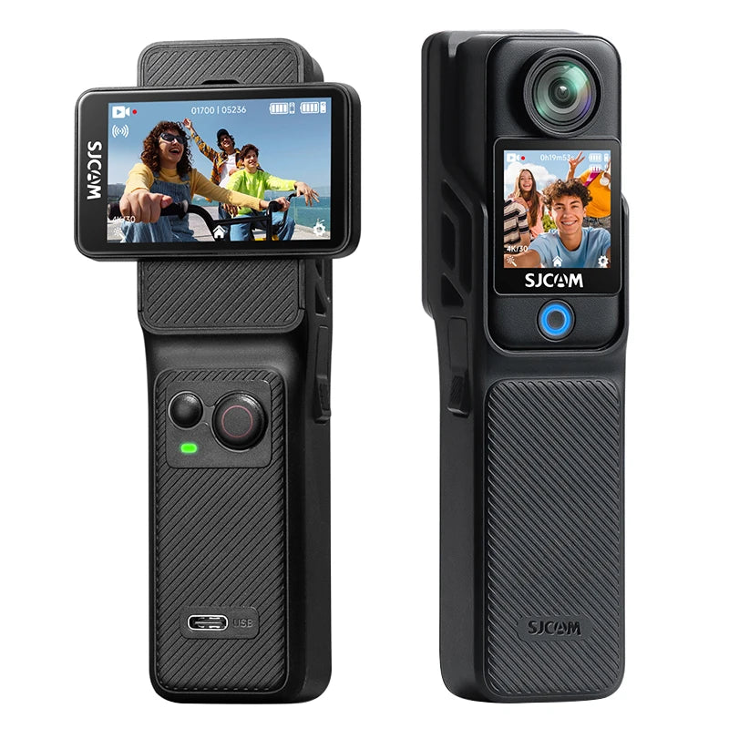 SJCAM C400 4K Pocket Camcorder with Stabilization, WiFi for Travel Vlogging & Family Handheld Recording Touch Screen Live Stream Trekker Essentials