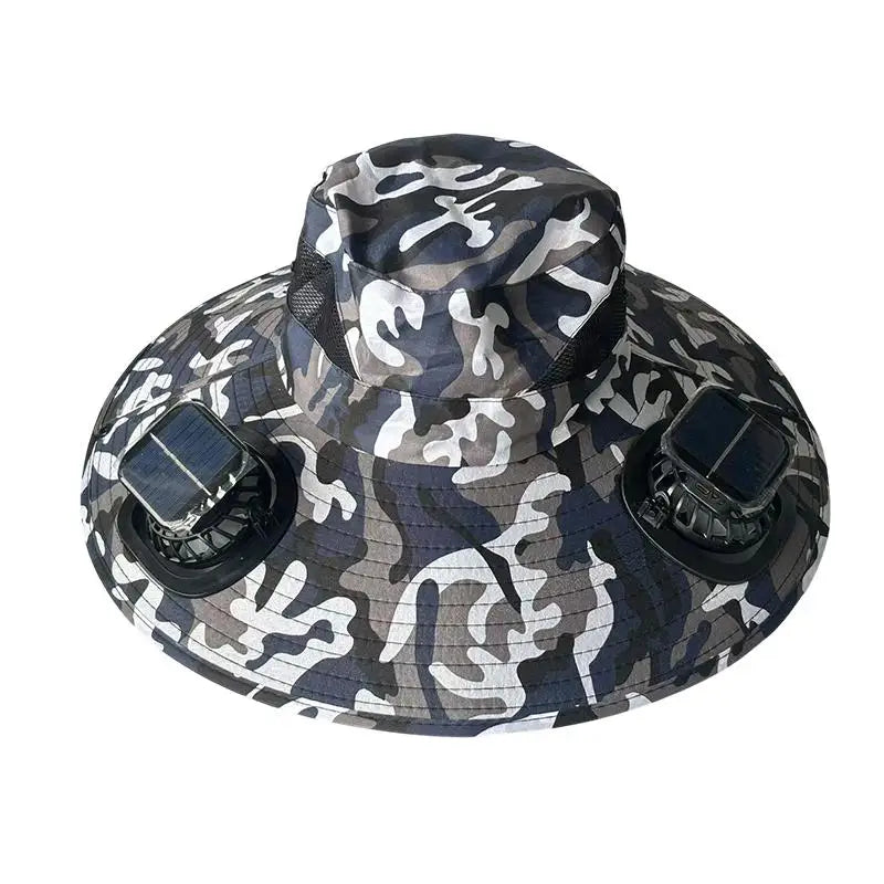 Large Size Quick Dry Bucket Hat With Solar Powered Fan USB Charging Sun Hat For Men Outdoor Hiking Camping Fishing Cooling Wear Trekker Essentials