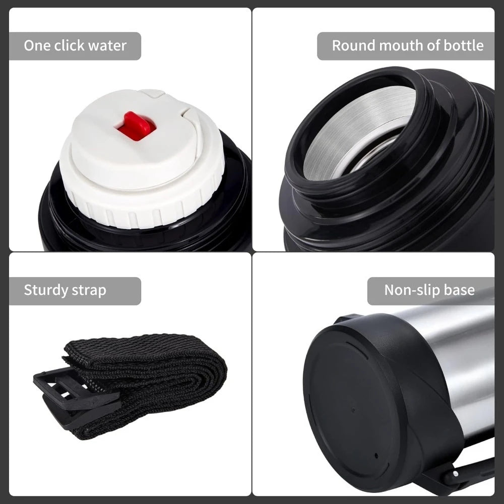 Large Capacity Stainless Steel Thermos | Vacuum Insulated Water Bottle for Outdoor Travel & Sports