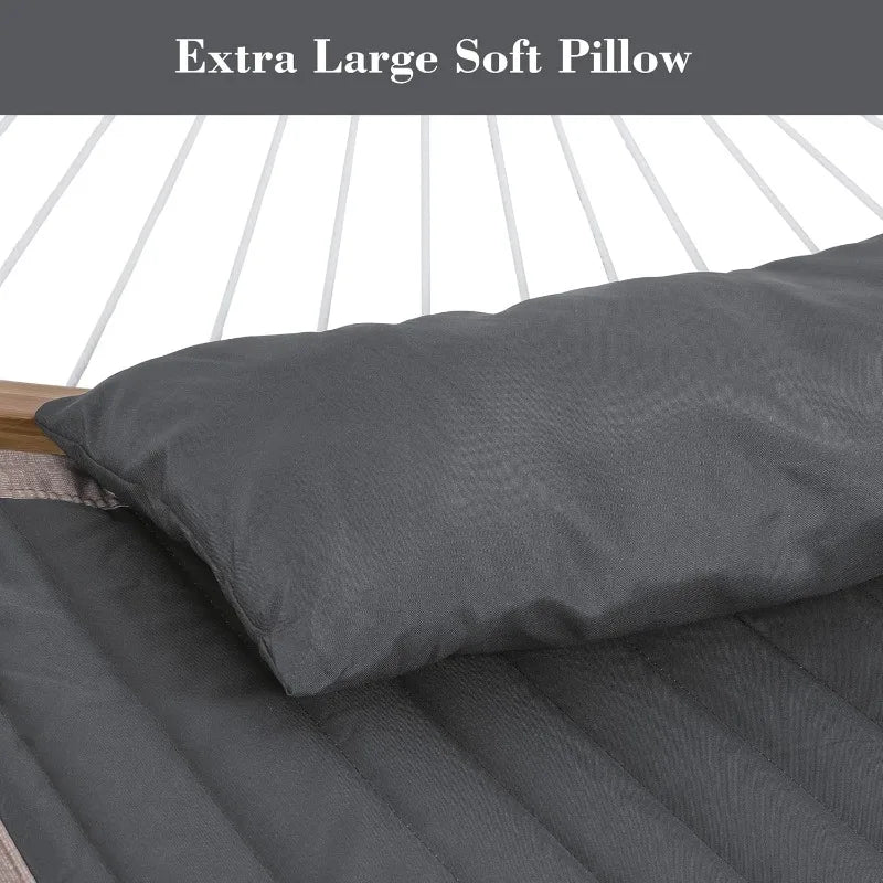 Double Hammock with Stand – Curved Bar Prevents Flipping