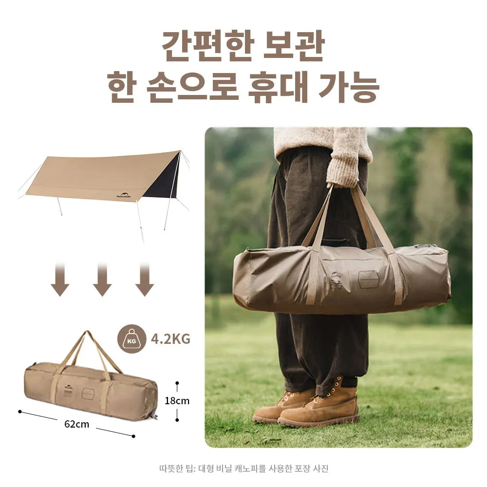 Naturehike Camping Sun Shelter Summer 10-12 Person Awning 17㎡ Sunshade Ourdoor Park Beach Tent Tarp Vinyl Coating Canopy Trekker Essentials