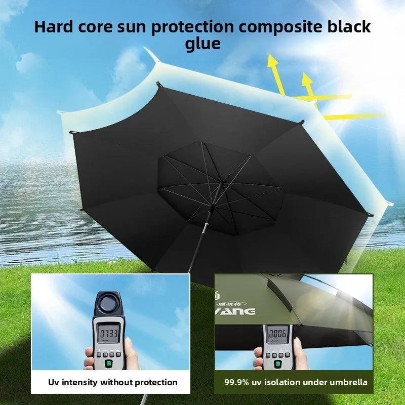 Outdoor Fishing Umbrella 360 Degree Rotatable Sunshade Camping UV Resistant Thickened Waterproof Walking Stick Umbrella Trekker Essentials