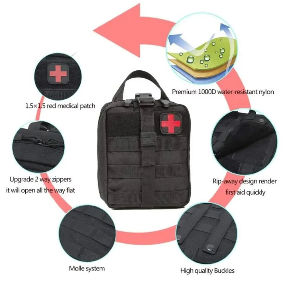 Tactical Molle First Aid Pouch – EDC Emergency Medical Kit Bag for Camping, Hiking & Survival Trekker Essentials
