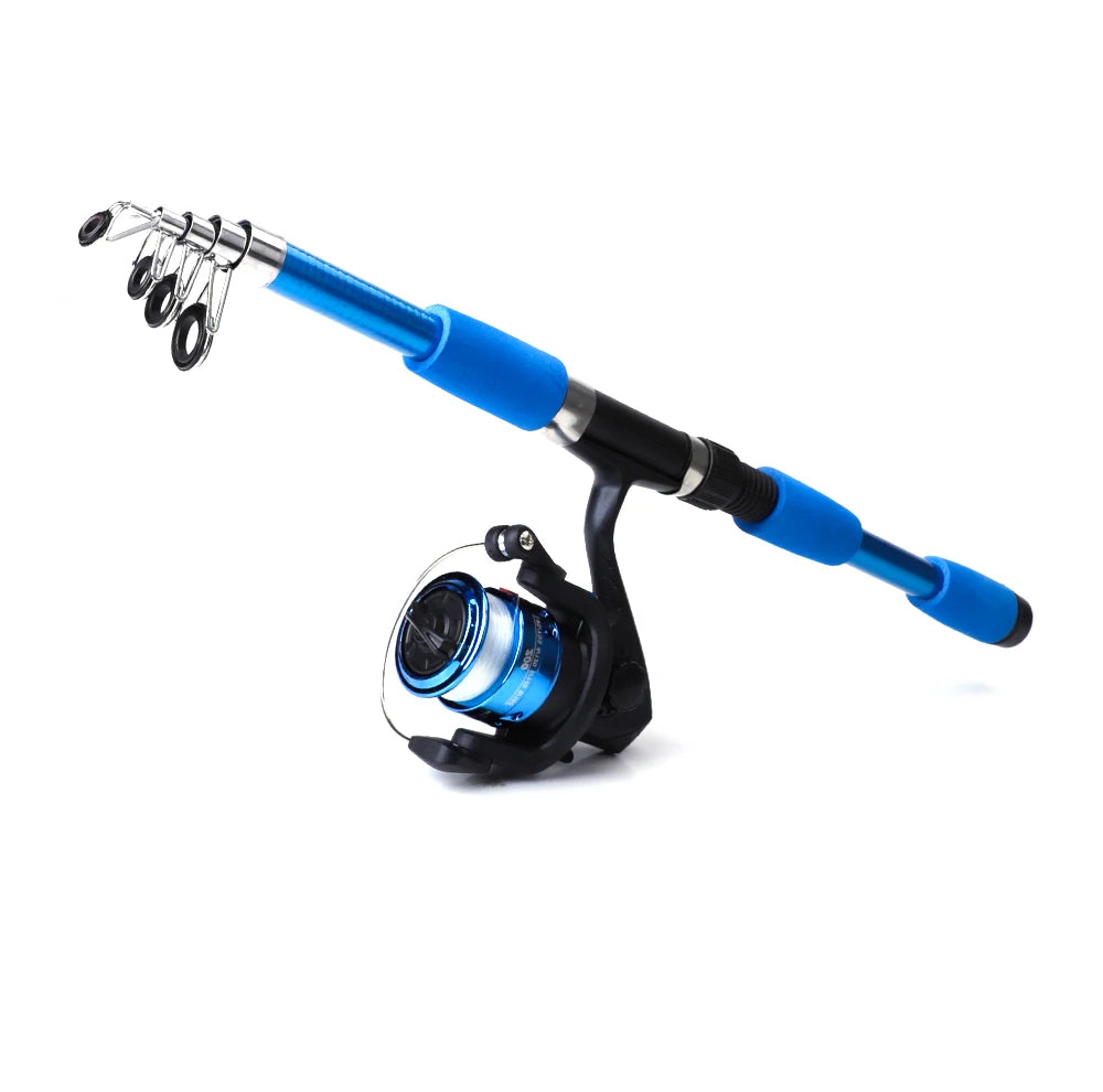 FTK Telescopic Fishing Rod & Reel Combo - 1.8/2.1m Carbon Fiber Pole with Full Kit