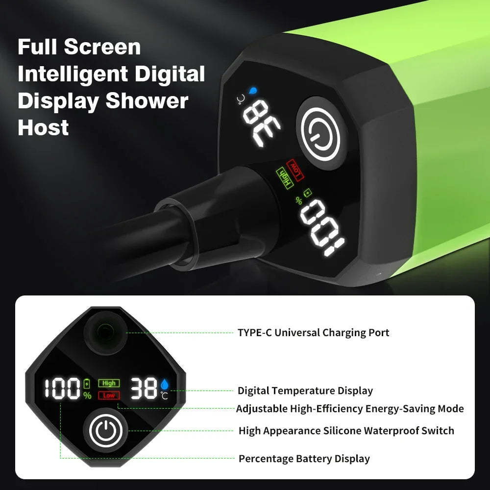 6000mAh Portable Camping Shower Pump Digital Display