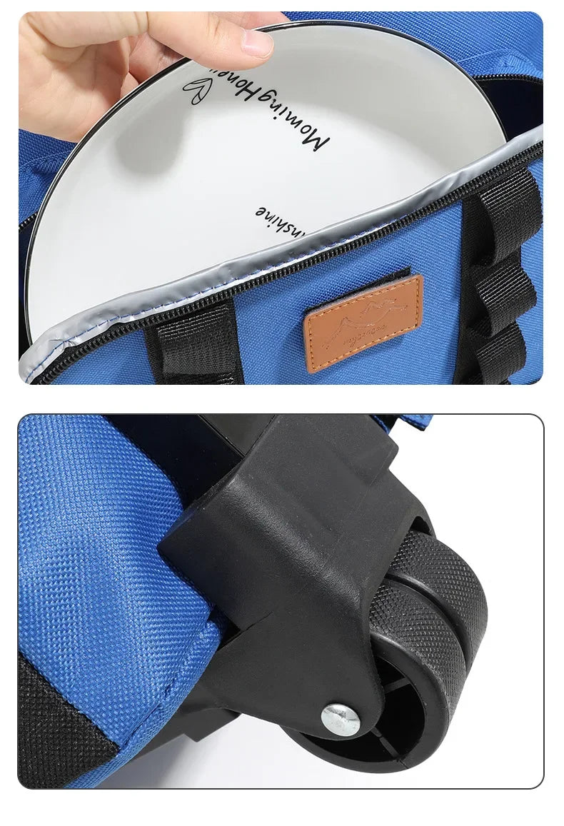 35L Leakproof Soft Cooler Bag with Wheels Large Capacity Insulated Thermal Tote for Picnic Camping Beach Delivery Multi-purpose Trekker Essentials