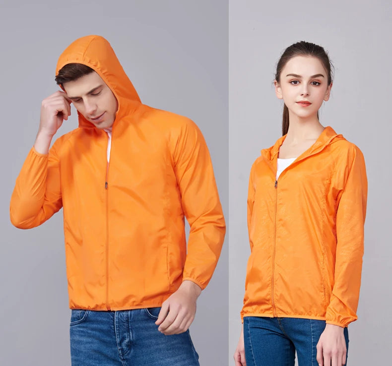 JNLN Men Women Hiking Jackets Waterproof Sun Protective Windbreaker Unisex Camping Climbing Outdoor Rain Coat Portable Clothes Trekker Essentials