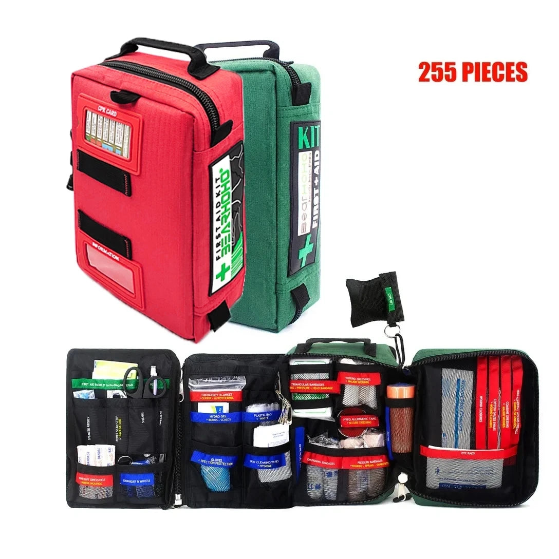 255-Piece First Aid Kit (or Empty Medical Bag) – Tactical Emergency Survival Kit for Camping, Travel & Home Trekker Essentials