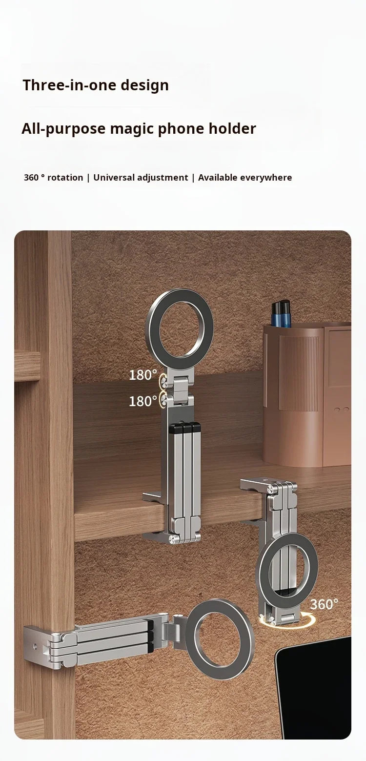 Magnetic Phone Tripod Stand - 360° Foldable Holder for iPhone & Android