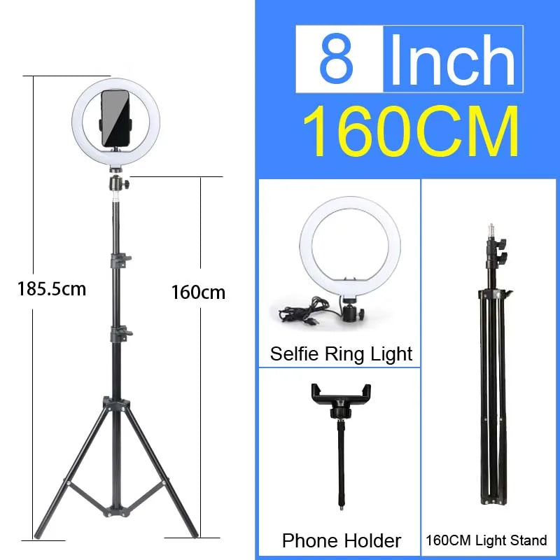 6-14" Professional Ring Light Kit with Tripod – Bi-Color 3200K-5600K LED, USB Powered for Live Streaming, Makeup, TikTok Videos