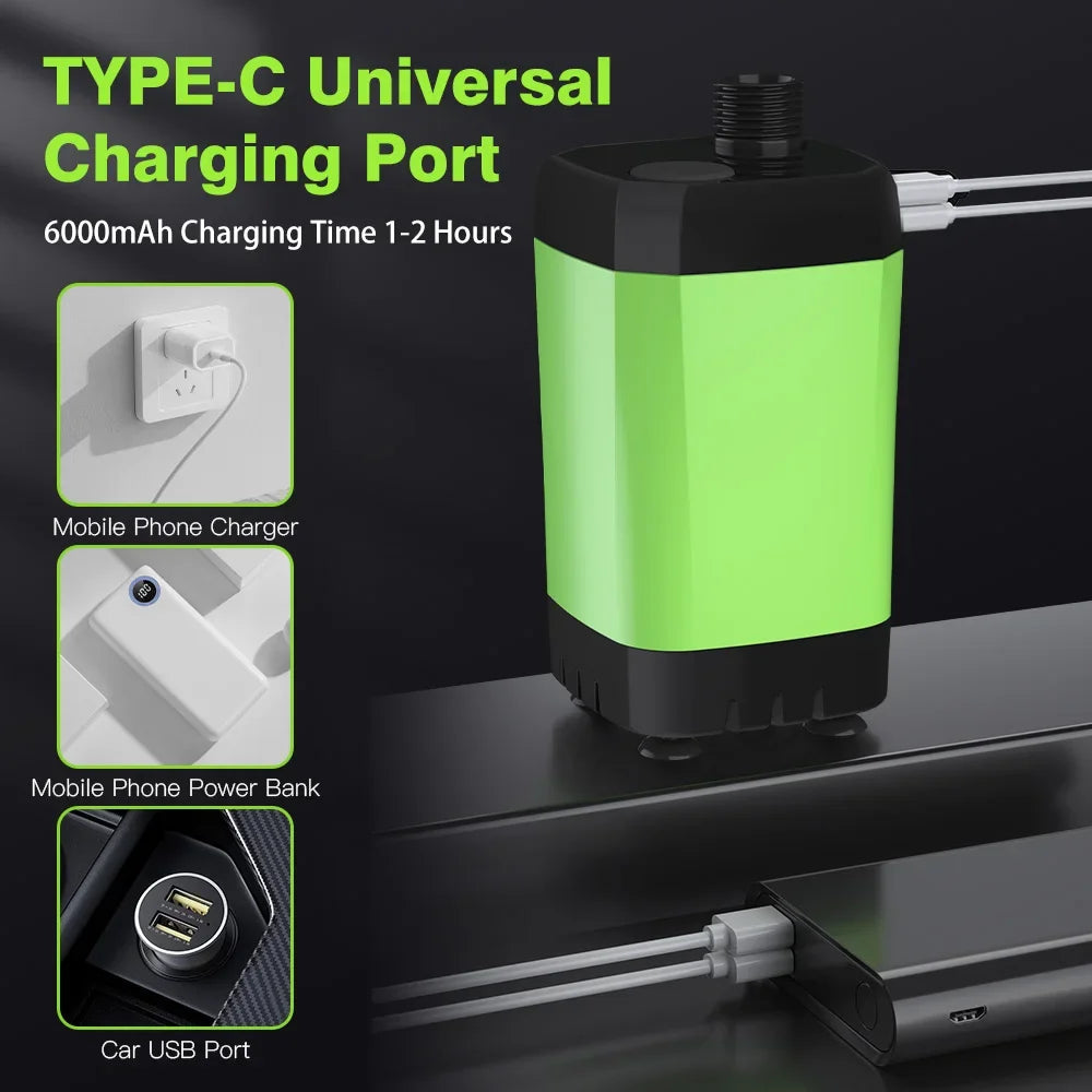 6000mAh Portable Camping Shower Pump Outdoor Shower Kit w/Full Screen Intelligent Digital Display For camping pet bath car wash Trekker Essentials