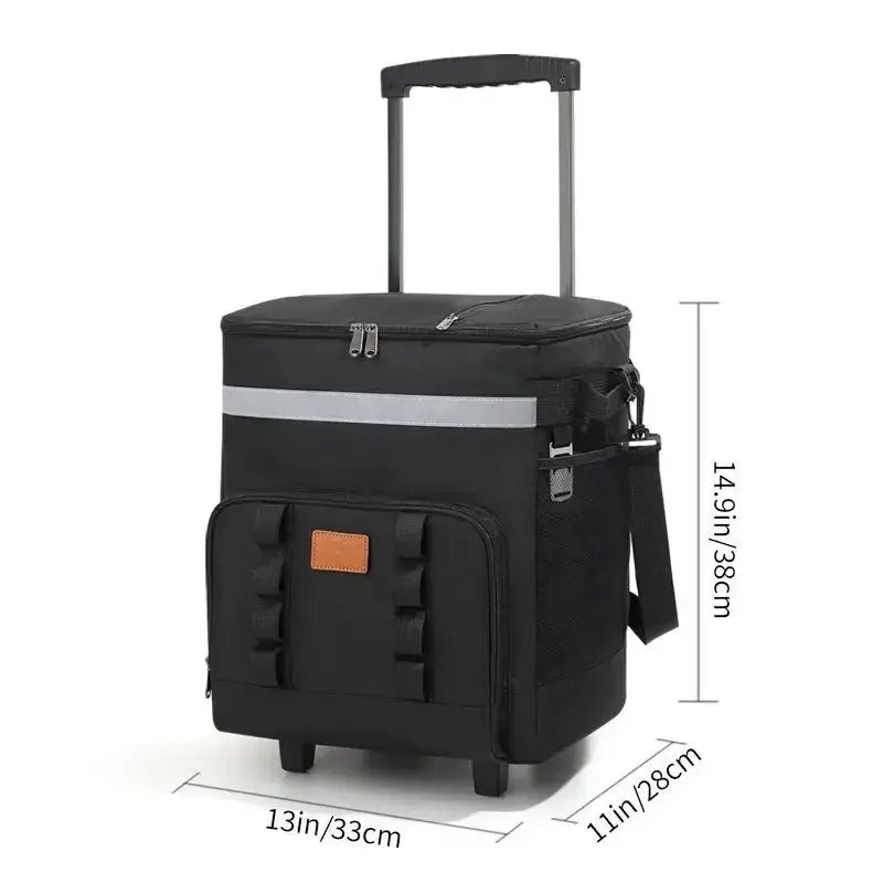35L Leakproof Soft Cooler Bag with Wheels Large Capacity Insulated Thermal Tote for Picnic Camping Beach Delivery Multi-purpose Trekker Essentials