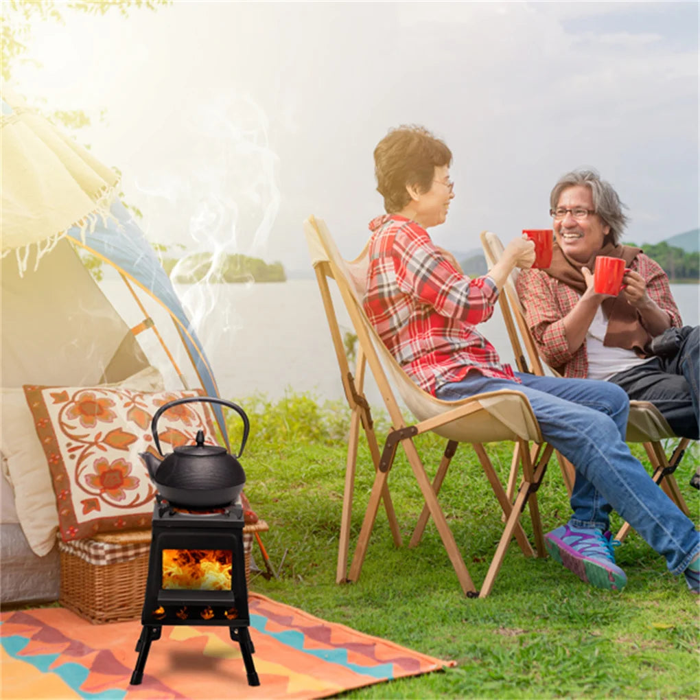 Portable Wood Burning Camp Stove - Windproof Outdoor Heater & Cooker for Camping