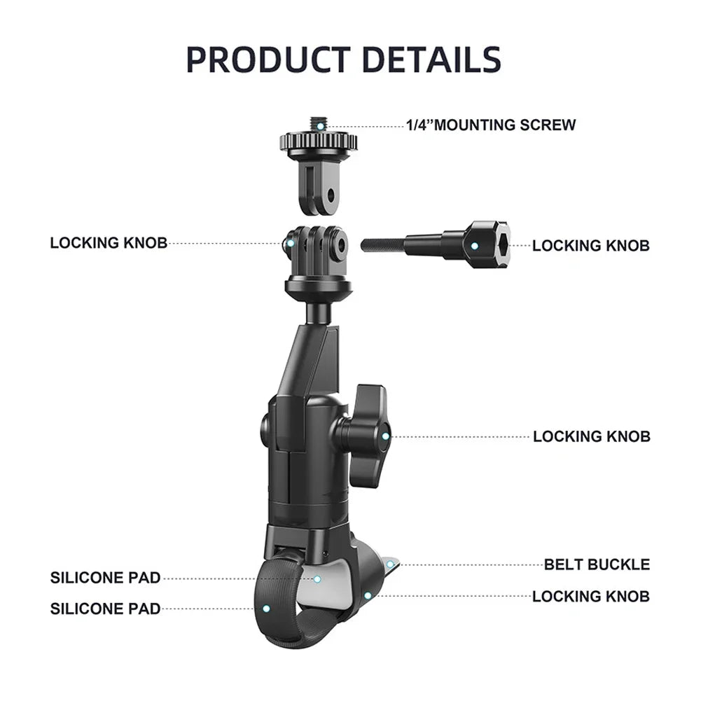 360° Motorcycle Handlebar Mount - Universal Action Camera Clamp for GoPro/DJI/Insta360