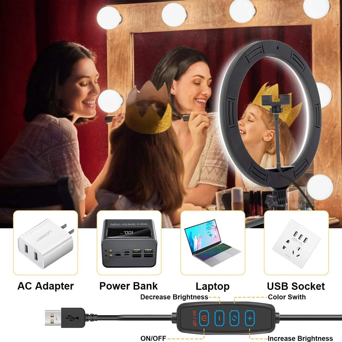 26 33CM Video Lights Dimmable Light Selfie LED Ring Light USB Ring Lighting Lamp With Tripod Stand To Make Youtube Ringlight Trekker Essentials