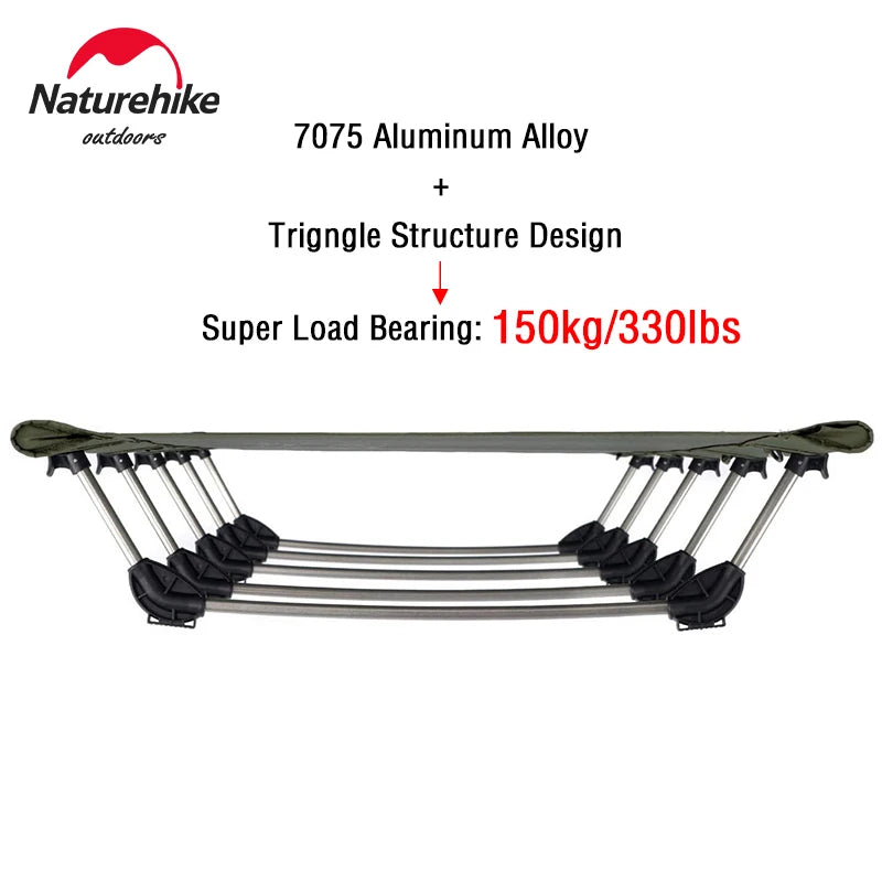 Catre plegable ultraligero Naturehike: soporta 150 kg, compacto y portátil