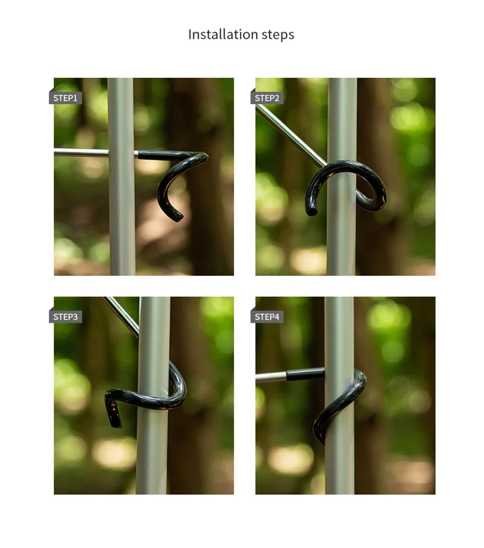 Stainless Steel Camping Light Pole Hook - Adjustable Tent Lamp Holder for Outdoor Fishing & Hunting (Model C70)