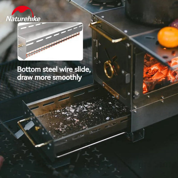 Naturehike Tabletop Firewood Stove Stainless Steel Outdoor Multipurpose Heating Burning Portable Cooking Stove Camping Winter Trekker Essentials