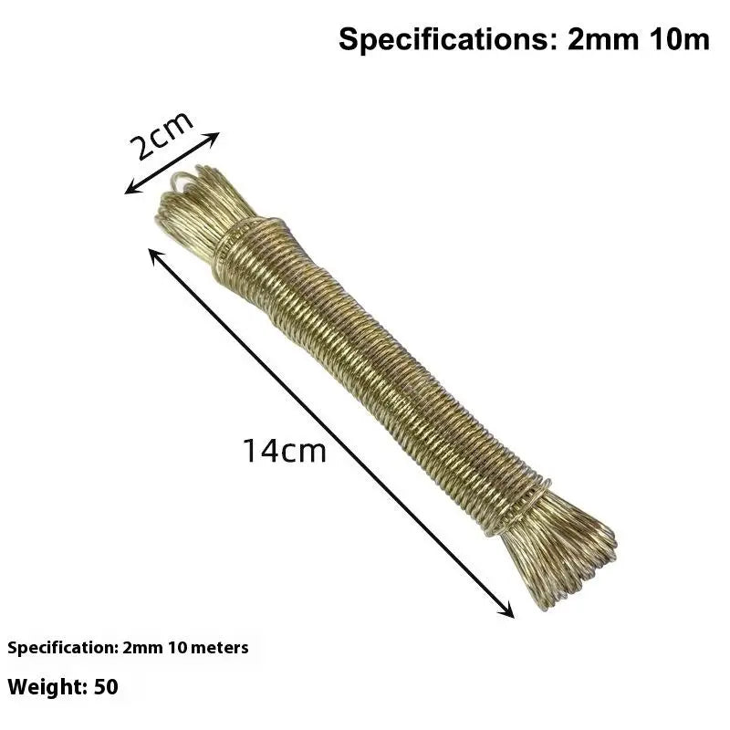 10/20/30/50M PVC Coating Steel Clothesline Outdoor Portable Clothesline Garden Camping Travel Clothes Drying Rope Trekker Essentials