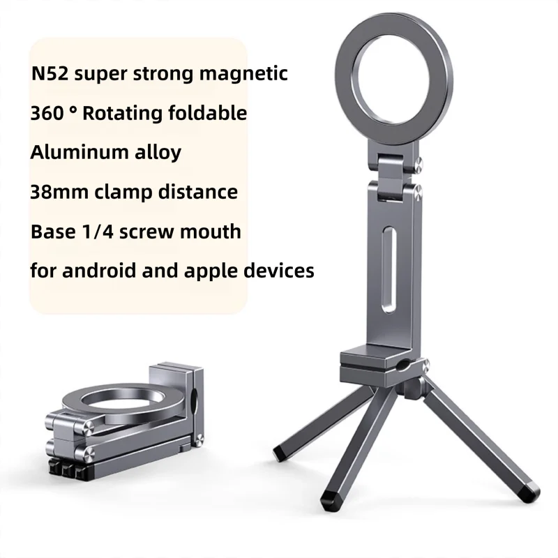 Magnetic Phone Tripod Stand - 360° Foldable Holder for iPhone & Android