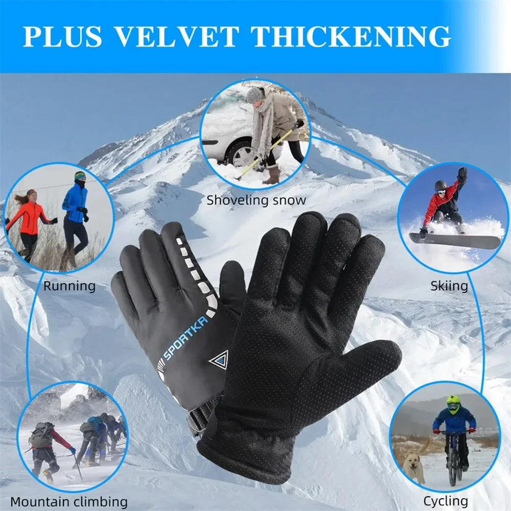 Waterproof Unisex Winter Gloves – Thickened Fleece, Windproof & Non-Slip for Skiing & Cycling