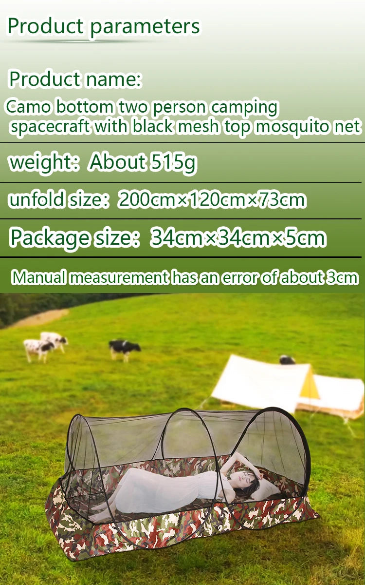 Pop-Up Mosquito Net Camping Tent – 2-Person Insect-Proof Shelter for Outdoor Travel & Cycling Trekker Essentials