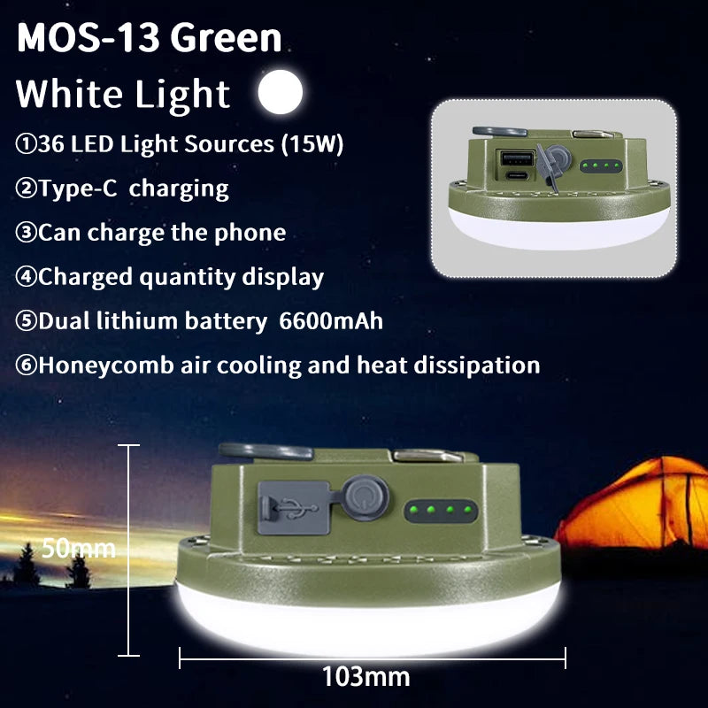 9900mAh Rechargeable Camping Lantern: Ultra-Bright LED Work Light with Magnet & Power Bank