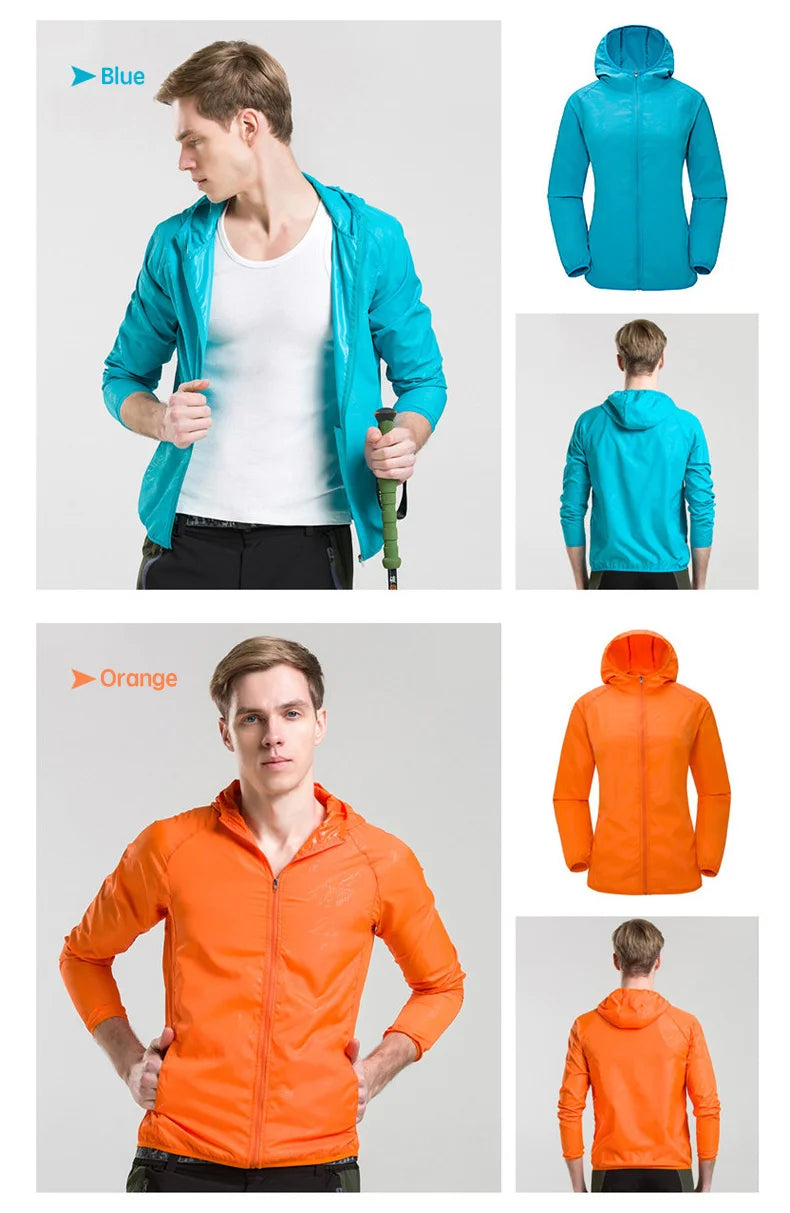 Camping Waterproof Jacket Men Women Windbreaker Men Raincoat Rain Jacket Men Waterproof Hiking Climbing Clothes Sun Protection Trekker Essentials