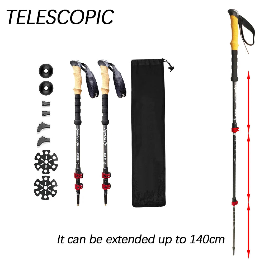 Telescopic Carbon Fiber Trekking Poles: Collapsible Lightweight Walking and Hiking Sticks (2pcs)