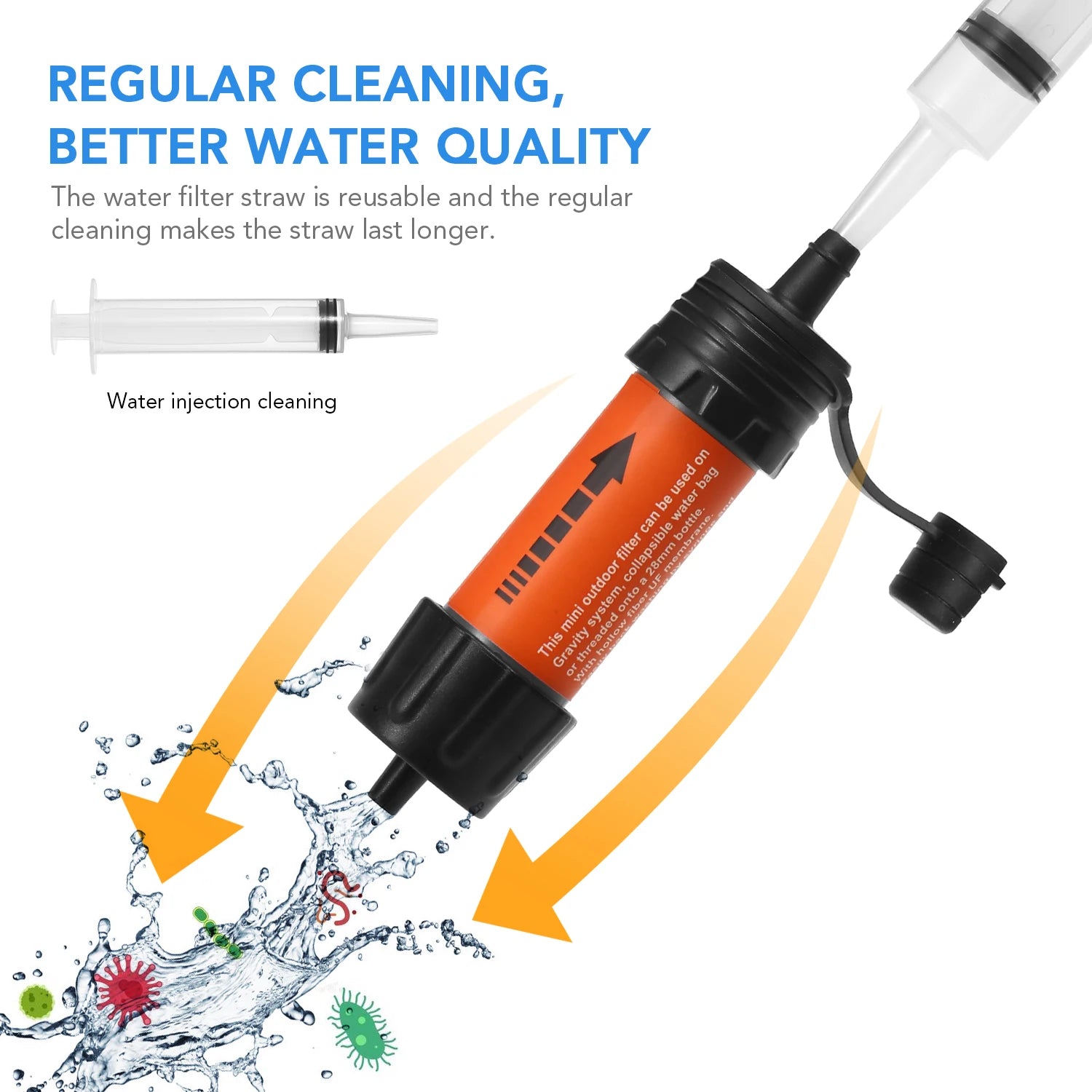 Portable Water Filter Straw – Emergency Survival Water Purifier for Camping, Hiking & Backpacking Trekker Essentials