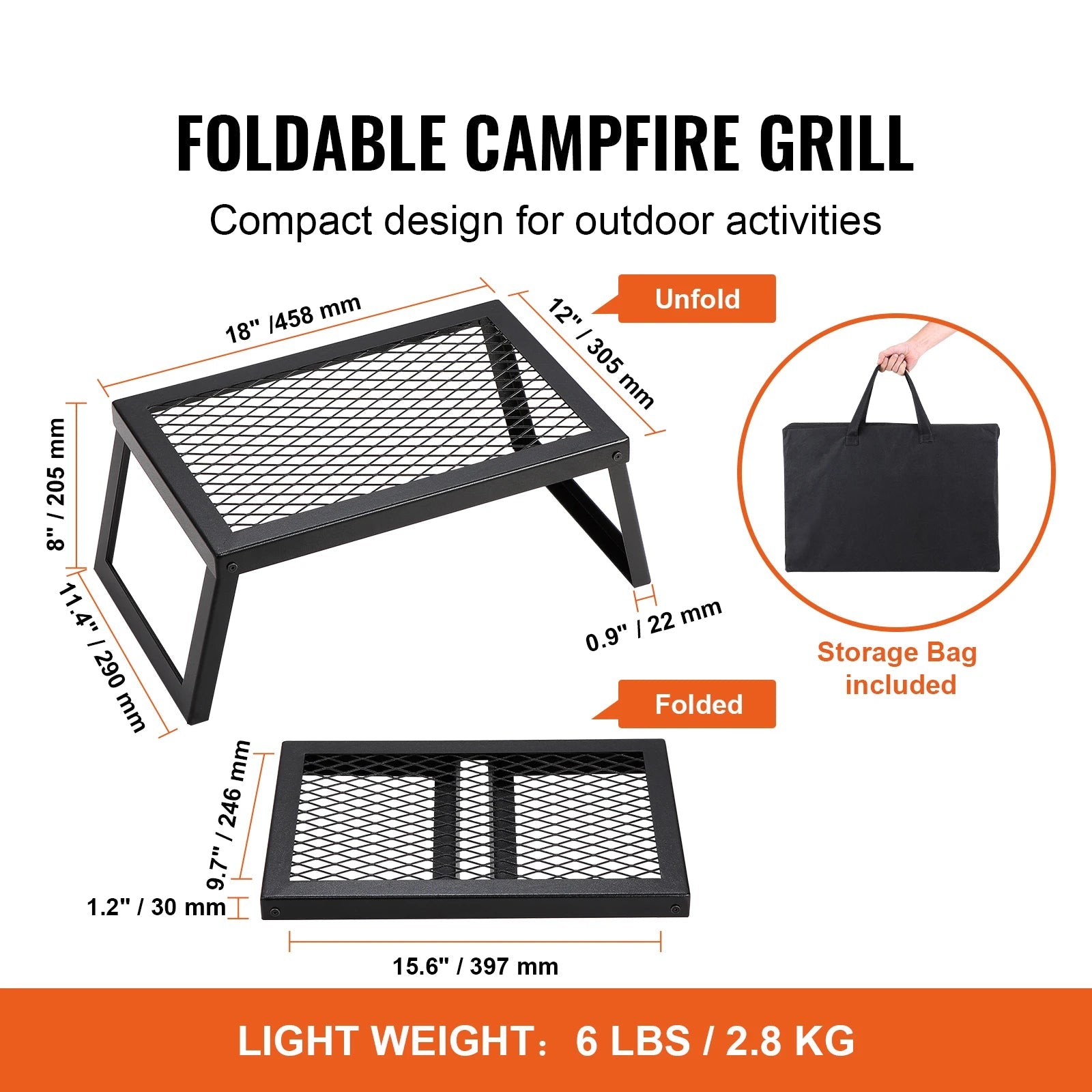 SucceBuy 18/24in Barbecue Charcoal Grill Outdoor Home Appliance for Outdoor Cooking Camping Picnics Beach Trekker Essentials