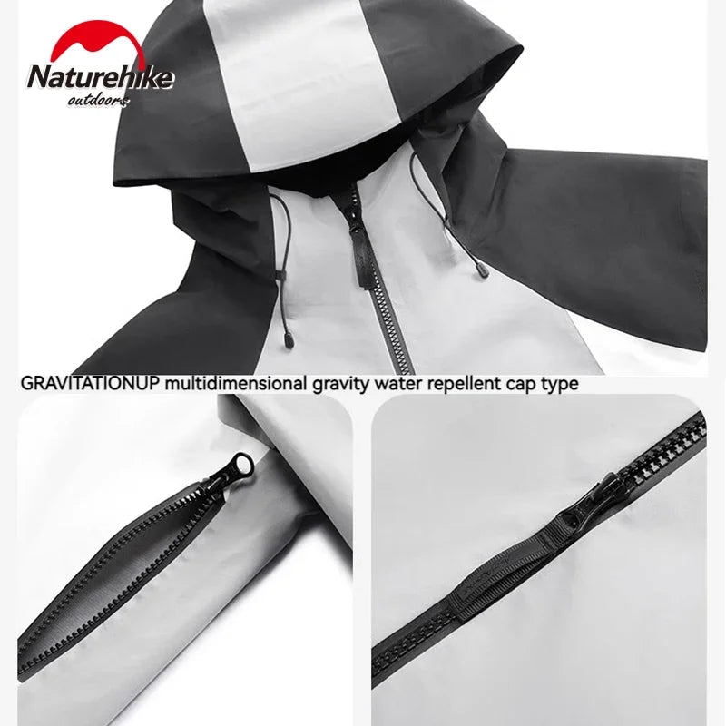 Naturehike Waterproof Hooded Jacket Hiking Hardshell Coat Camping Windbreaker Fishing Raincoat Patchwork Outer Protective Layer Trekker Essentials