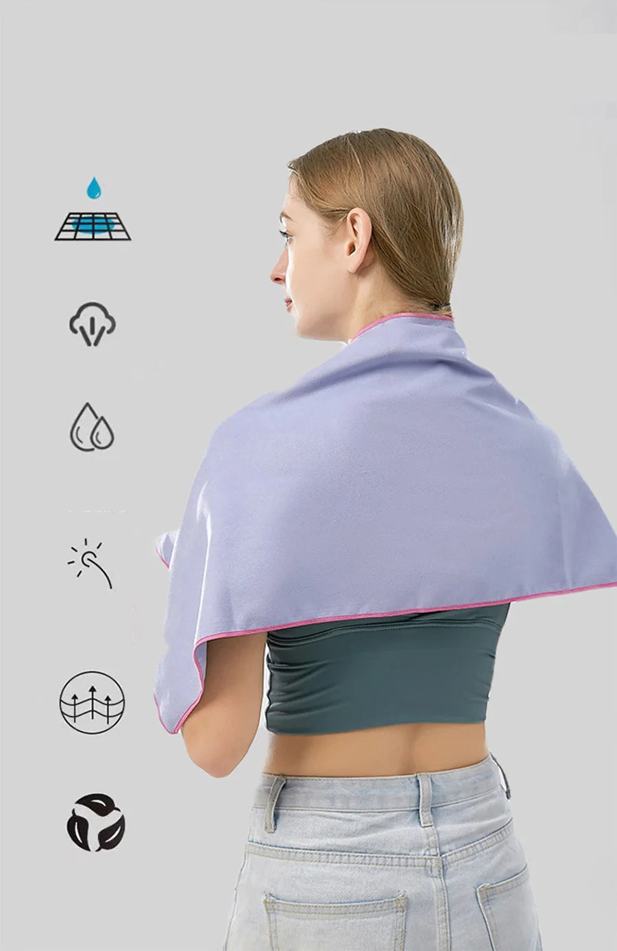 Quick-Dry Sports Towel 40x80cm - Ultra Absorbent Microfiber Towel for Camping, Gym, Yoga, Beach & Outdoor Activities