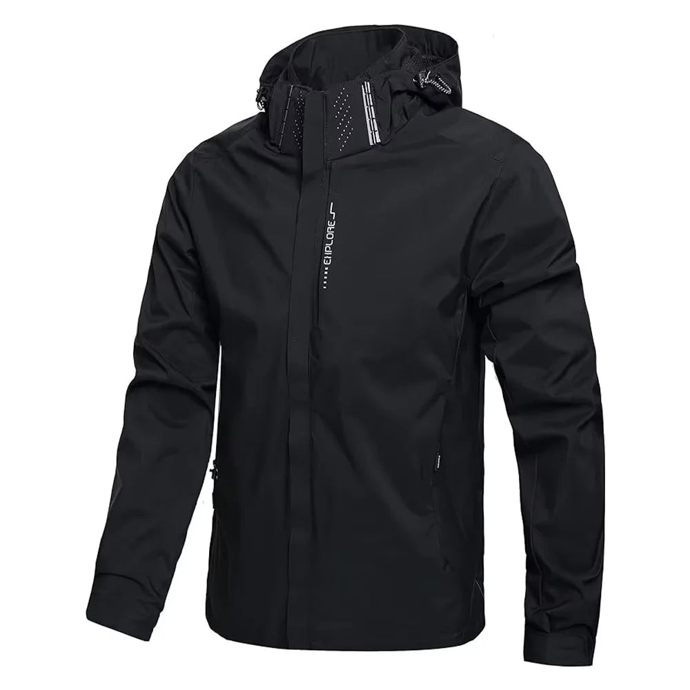 Men's Lightweight Waterproof Rain Jacket with Hood, Windproof Hiking & Outdoor Raincoat