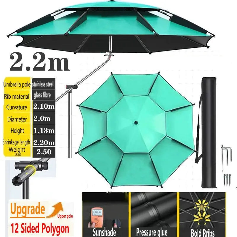 Fishing Umbrella Outdoor Sunshade Protector Thickened Version Beach Camping Backyard Large Parasol Waterproof Outdoor Umbrella Trekker Essentials