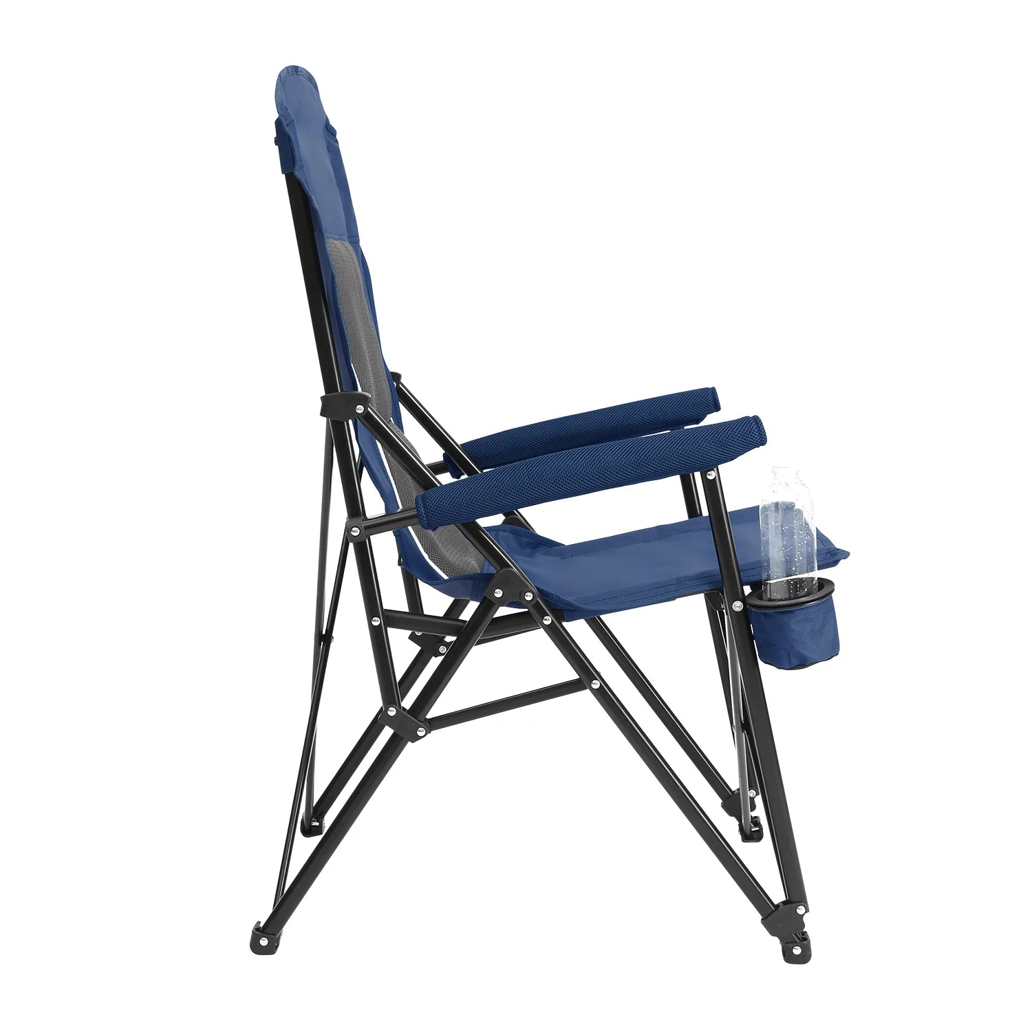 Outdoor Camping Chair, Portable Folding Lounge Moon Chair With Armrests, Drink Holder & Backrest For Outdoor Fishing Camping Trekker Essentials
