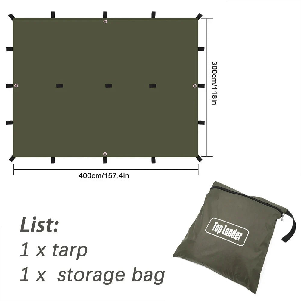 19 Hang Point Tarp Waterpoof Survival Bushcraft Sun Shelter Beach Shade Tent Outdoor Canopy Backpacking Tourist Awning 4x4 3x3m Trekker Essentials