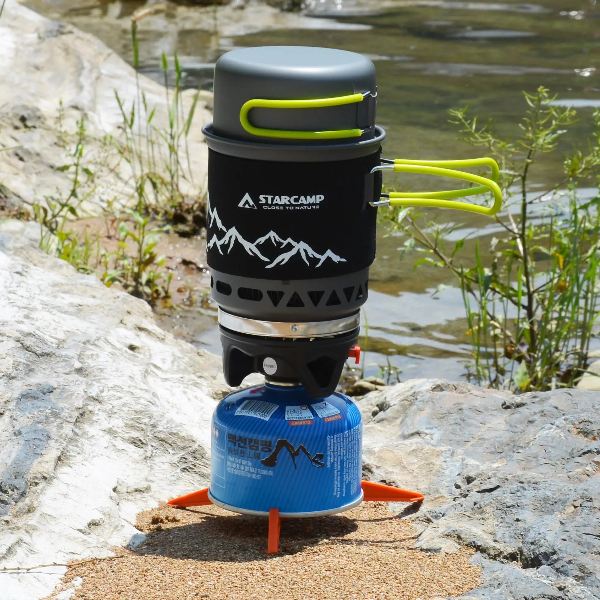 1000+500ml Dual-Pot Fast-Boil Camping Stove System with Ignition