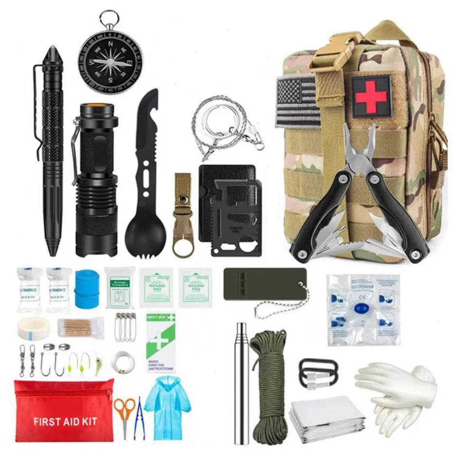 Survival First Aid Kit Survival Full Set Molle Outdoor Gear Emergency Kits Trauma Bag Camping Hiking IFAK Adventures Bag Trekker Essentials