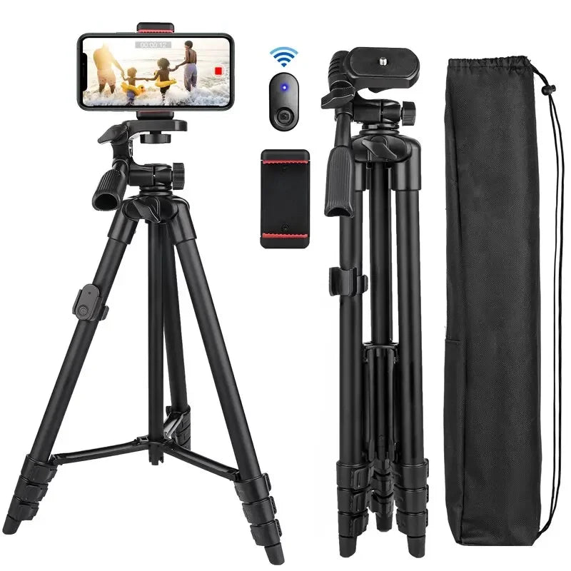Professional Camera Tripod Stand - 140cm Aluminum with Bluetooth Remote for Phone/DSLR