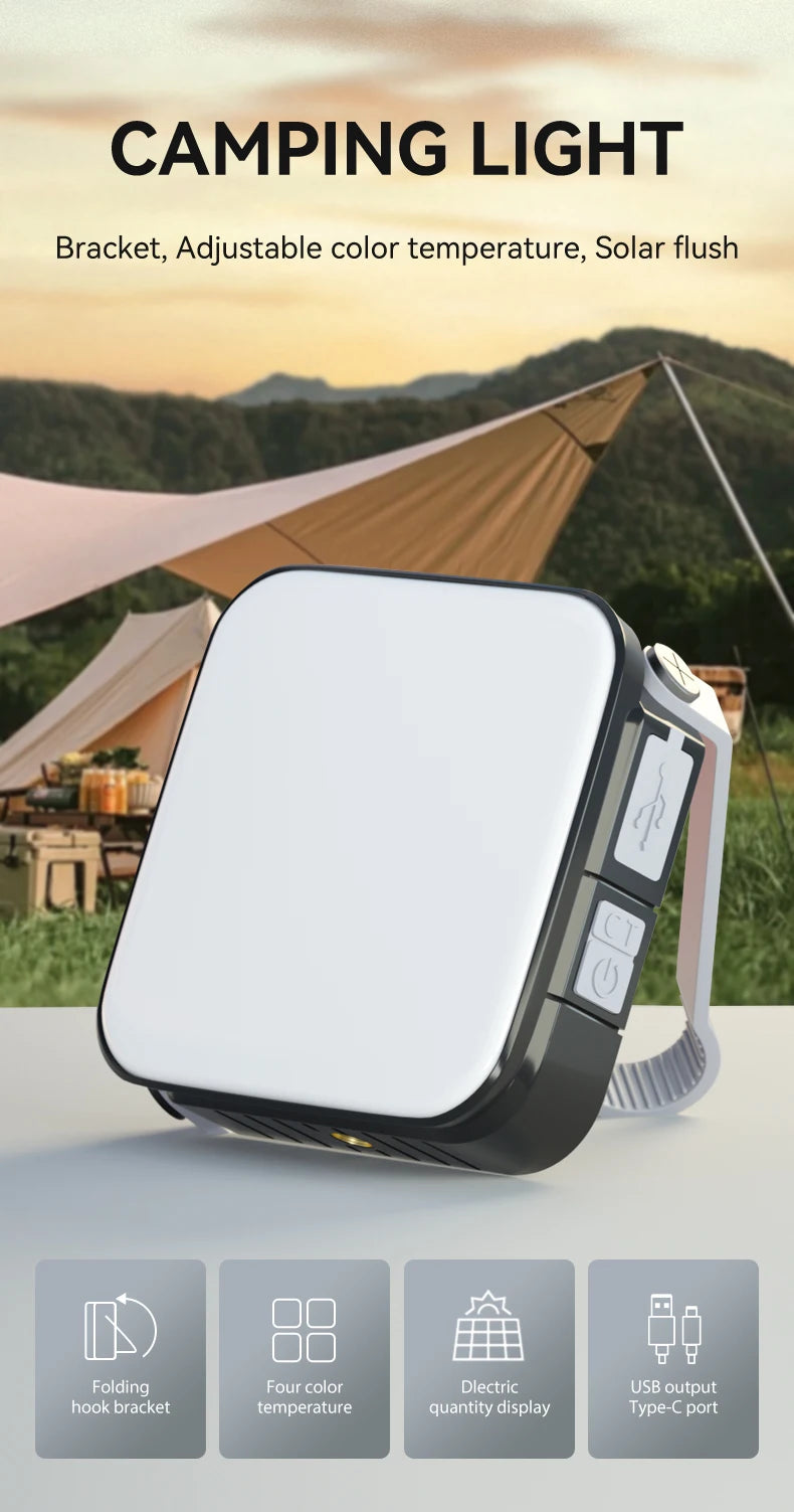 Rechargeable Camping Lantern with 800 Lumens, Dual White & Warm Light, Portable Hanging LED Work Light