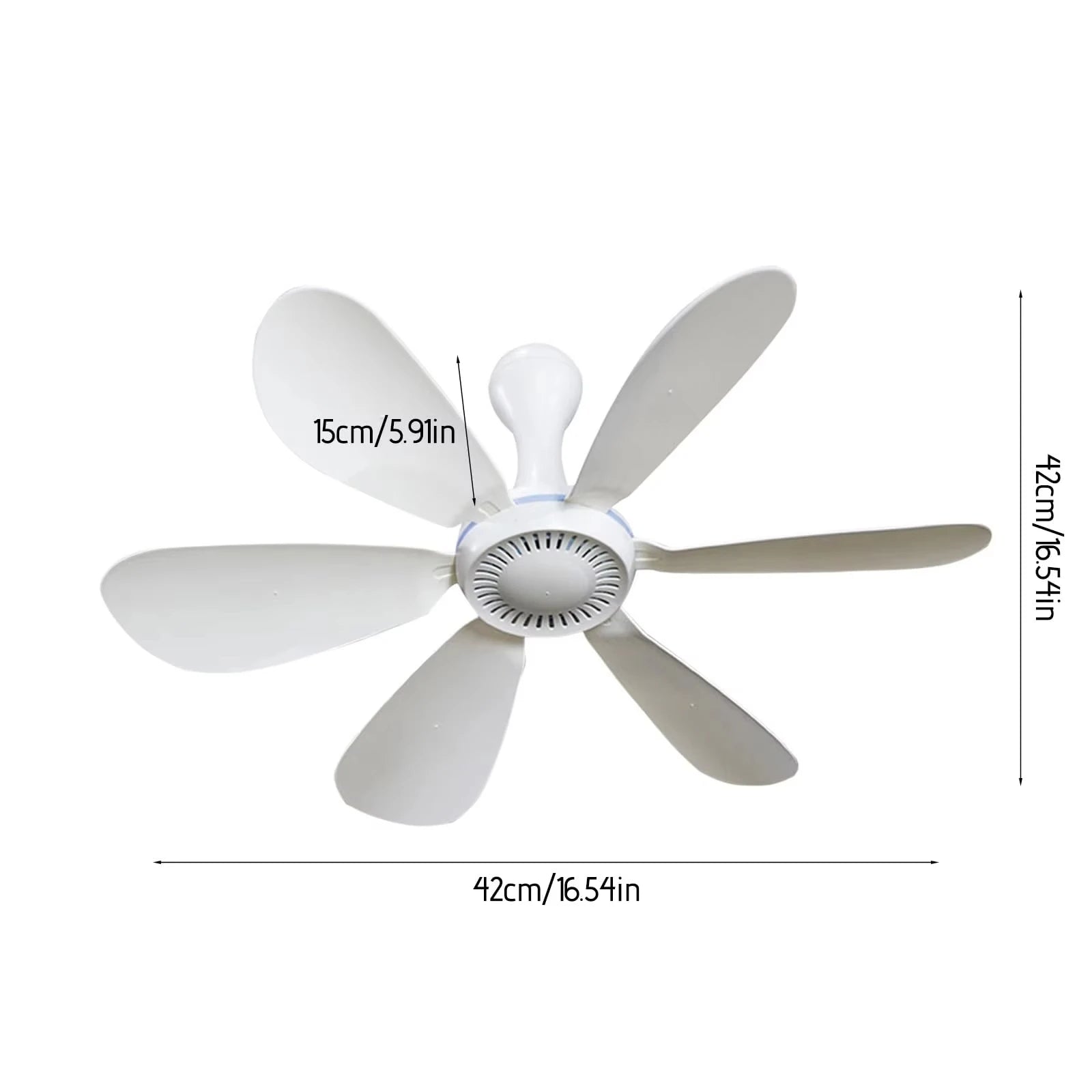 Ventilador de techo de 6 aspas con alimentación USB y control remoto: ventilador colgante silencioso para camping y dormitorios