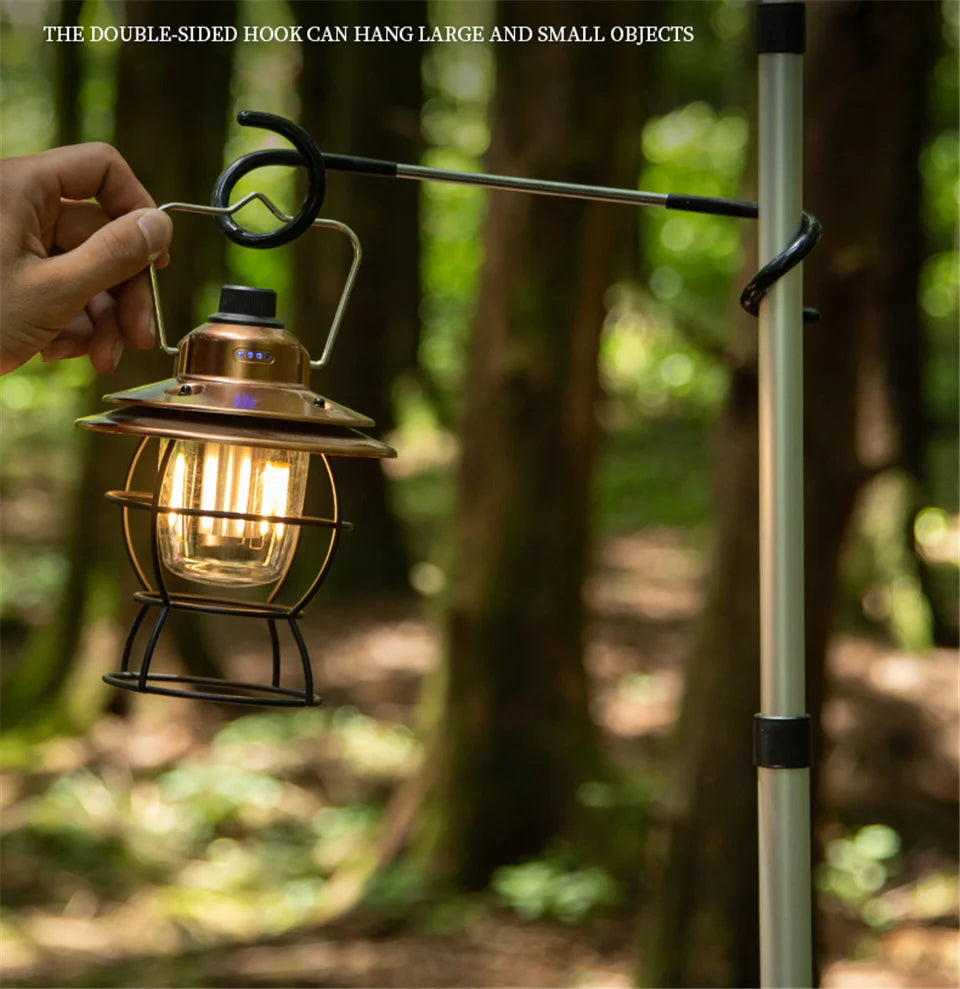 Stainless Steel Camping Light Pole Hook - Adjustable Tent Lamp Holder for Outdoor Fishing & Hunting (Model C70)
