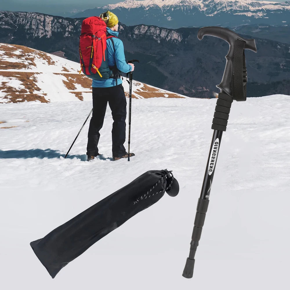 4-Section Telescopic Trekking Pole, Lightweight Folding Walking Stick for Hiking & Climbing