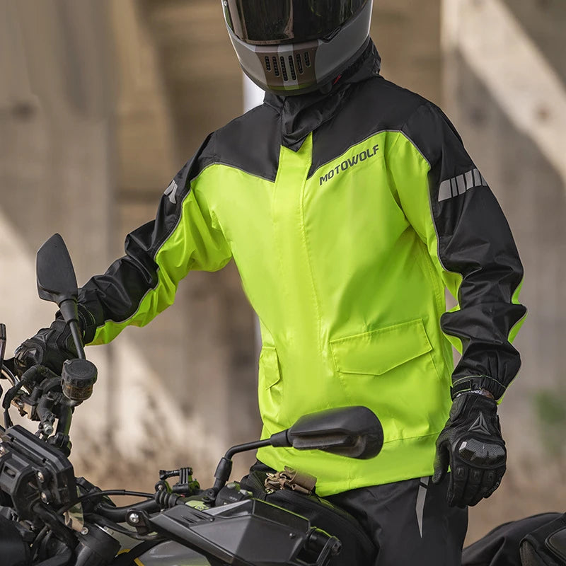 Motorcycle Raincoat Suit - Waterproof Reflective Split Jacket and Pants for Outdoor Activities