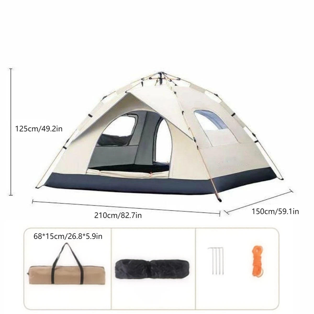 Outdoor Automatic Quick-opening Tent Rainproof Sunshine-proof Tent Fishing Beach Sunshine Shelter Two doors and two windows Trekker Essentials