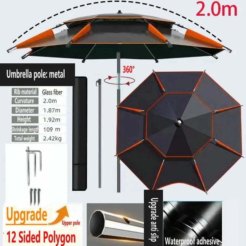 Fishing Umbrella Outdoor Sunshade Protector Thickened Version Beach Camping Backyard Large Parasol Waterproof Outdoor Umbrella Trekker Essentials