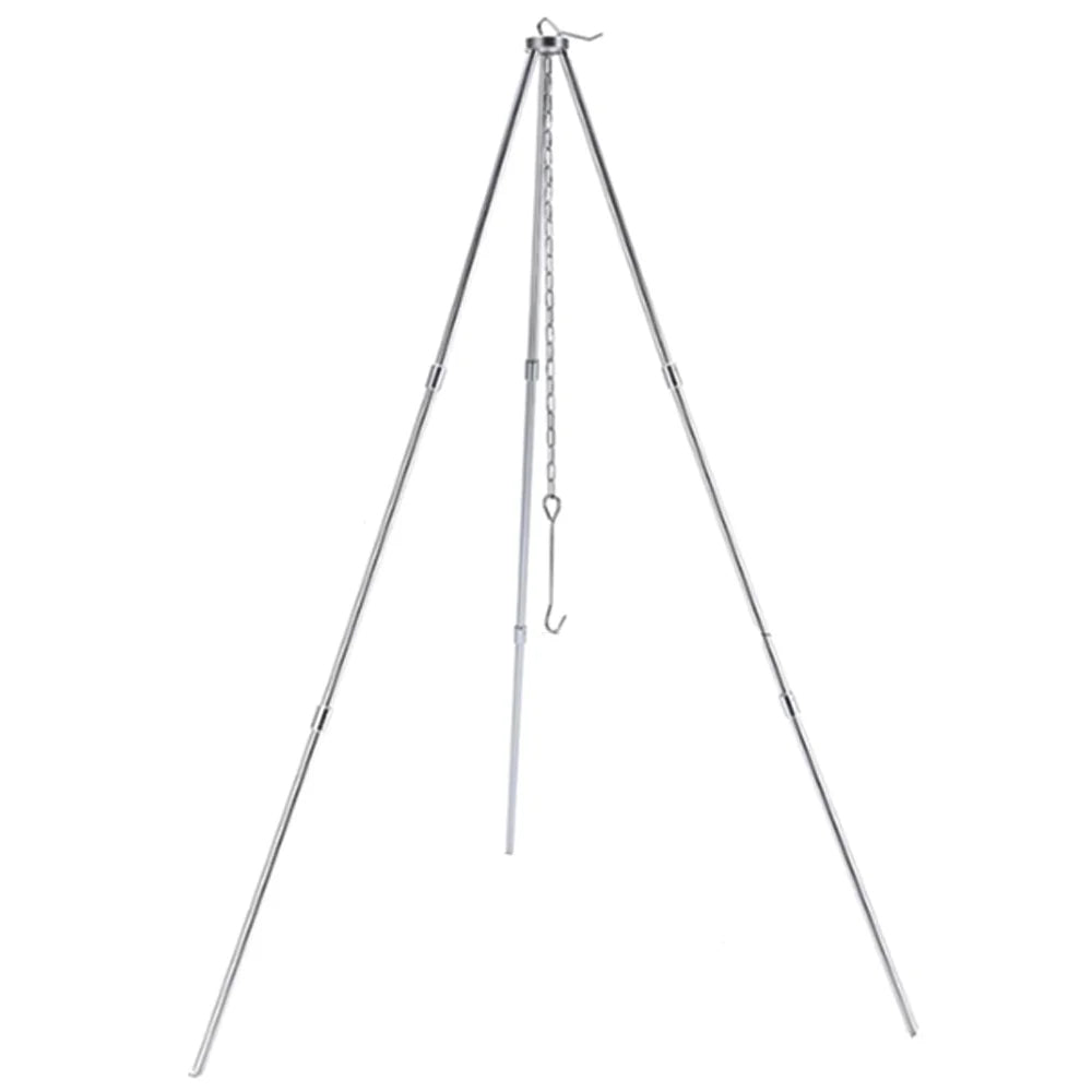 Adjustable Camping Tripod Stand - Lightweight Aluminum Hanging Pot Holder for Outdoor Cooking, BBQ & Dutch Oven (26-78cm Height)